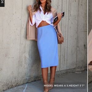 Dusty blue satin midi skirt